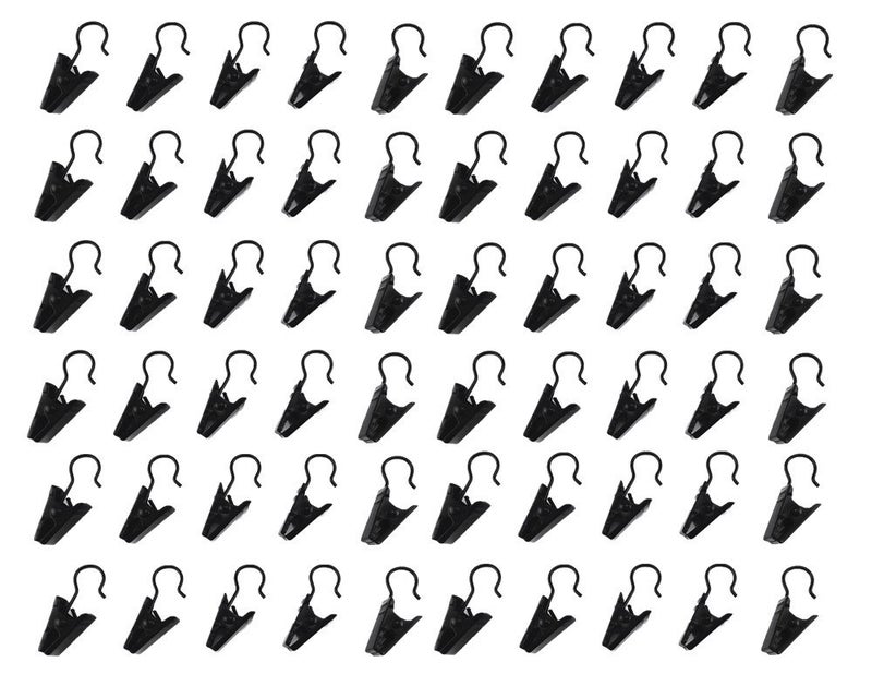 yueton 60pcs Black Metal Hook Clips Hanging Curtain Clip Hanger - Image 1